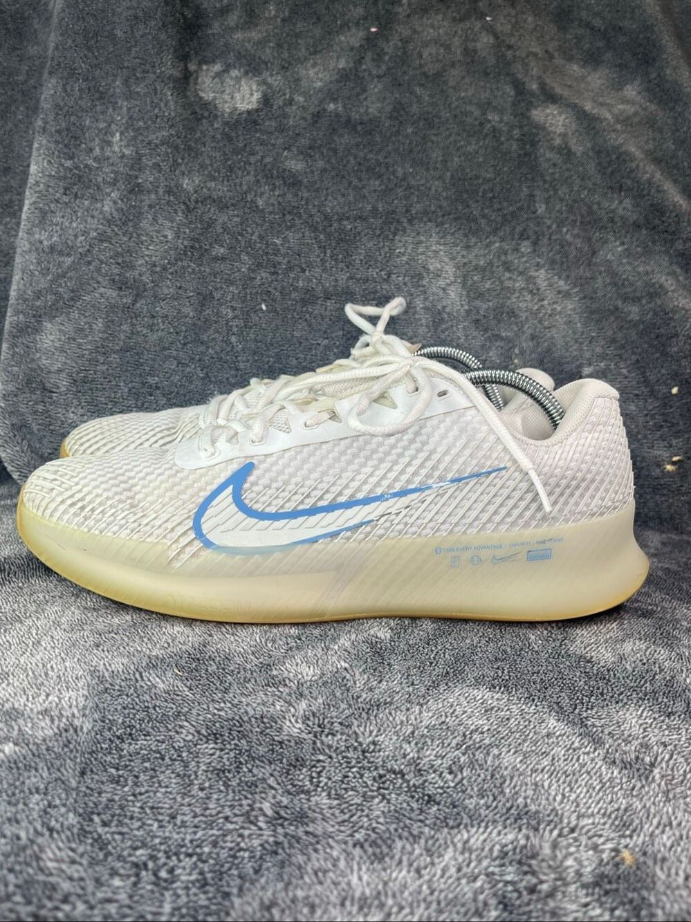 NikeCourt Air Zoom Vapor 11 White Light Blue Gum Men Size 10.5